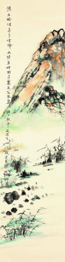 《榆城雪霽》
饒宗頤（1917–2018）
1988年
設色水墨紙本立軸
高138 x 闊34厘米

圖片來源：饒宗頤學術館